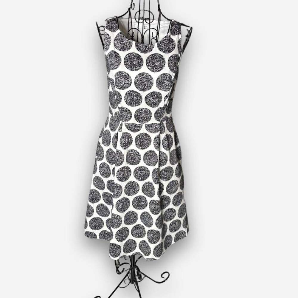 White House Black Market Polka Dot Fit & Flare Dress White Black Size 00